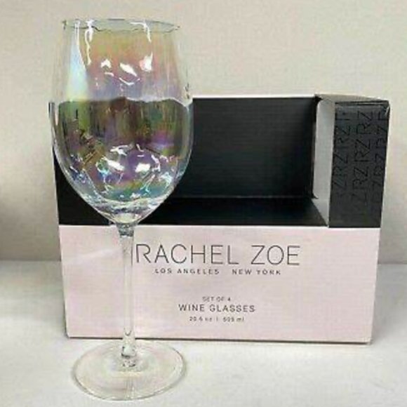 Rachel Zoe Dining Rachel Zoe Set Of 4 Wine Glasses Iridescent Long